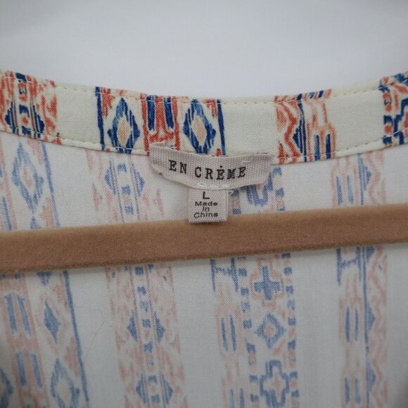 En Crème Maxi Dress Womens L Beige Boho Artsy Ethnic Gypsy Resort Beach Relaxed - Picture 3 of 16